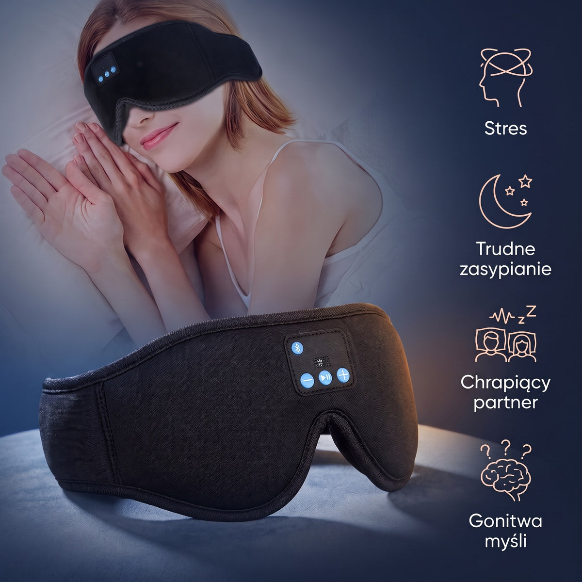 Maska do spania z glosnikami Bluetooth SOUND