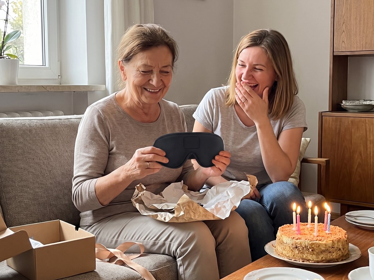 Mama otwiera prezent